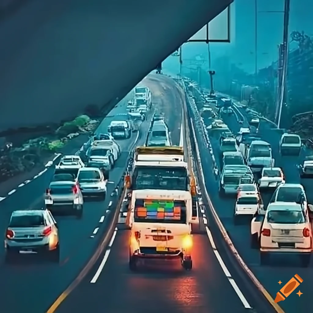 India's busy toll roads with heavy traffic