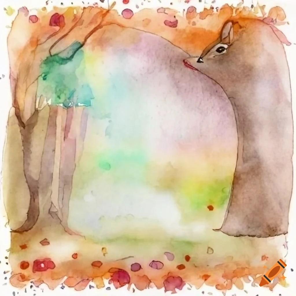 Background for children's book with a fairy tale about a little squirrel