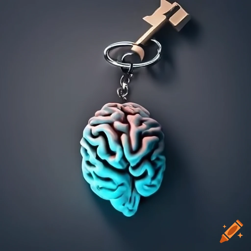 Keychain with keys next to a brain