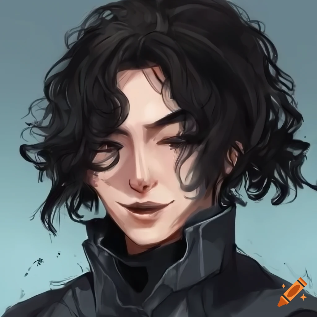 Portrait of a young man with black hair on Craiyon