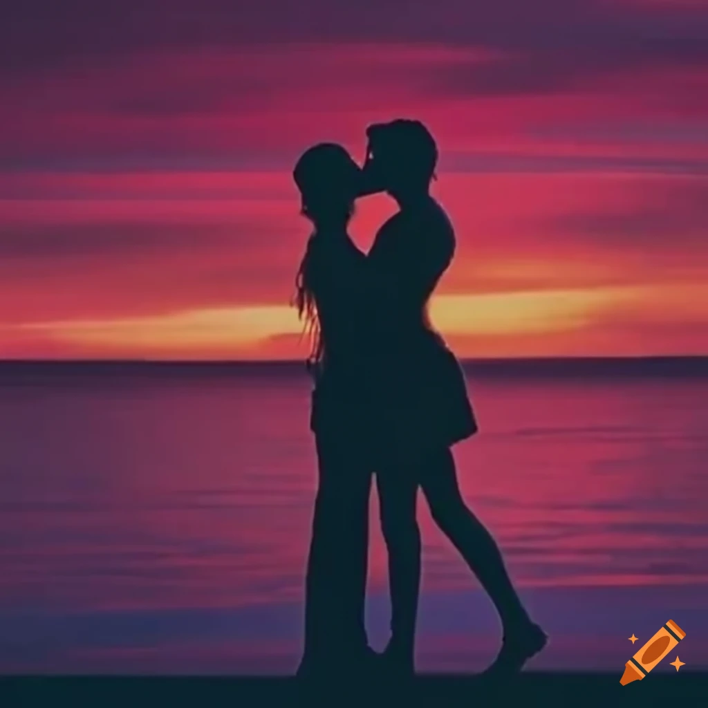 Outdoor love scene filmed in night lighting technique on Craiyon