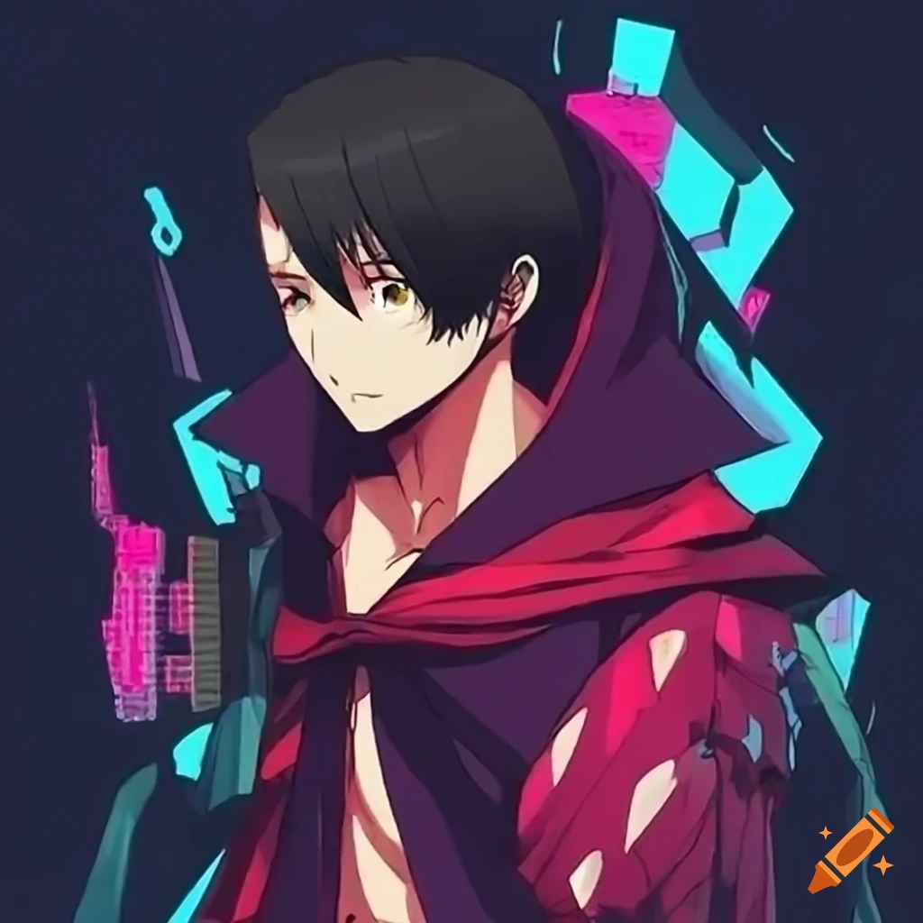 Man in black cape with daggers on a skyscraper