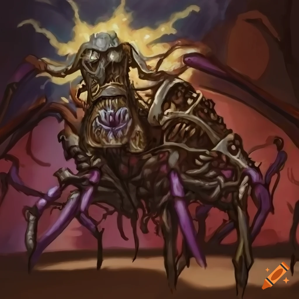 Crawling machine anomaly with thousands of legs in Magic the Gathering style art