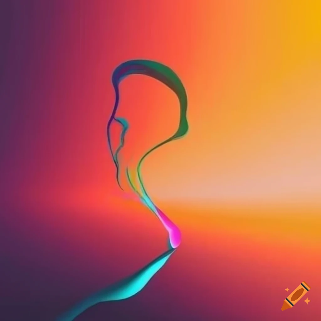Abstract shapes in sunset color scheme representing Fake Love