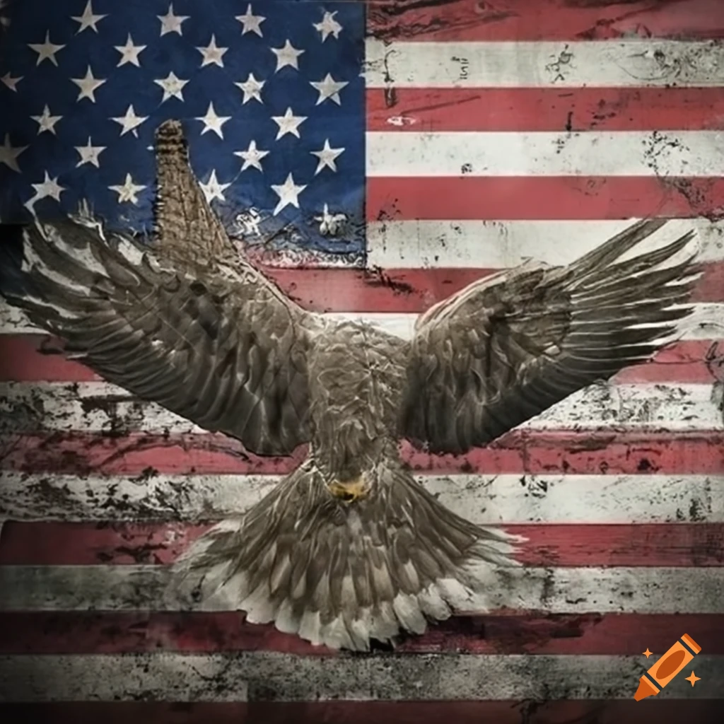 Distressed American flag with eagle