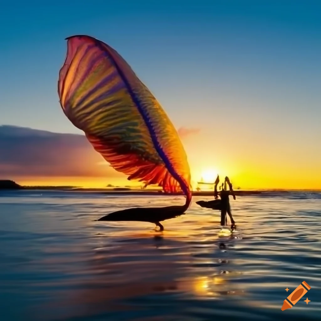 Axolotl windsailing at sunset on San Francisco Bay