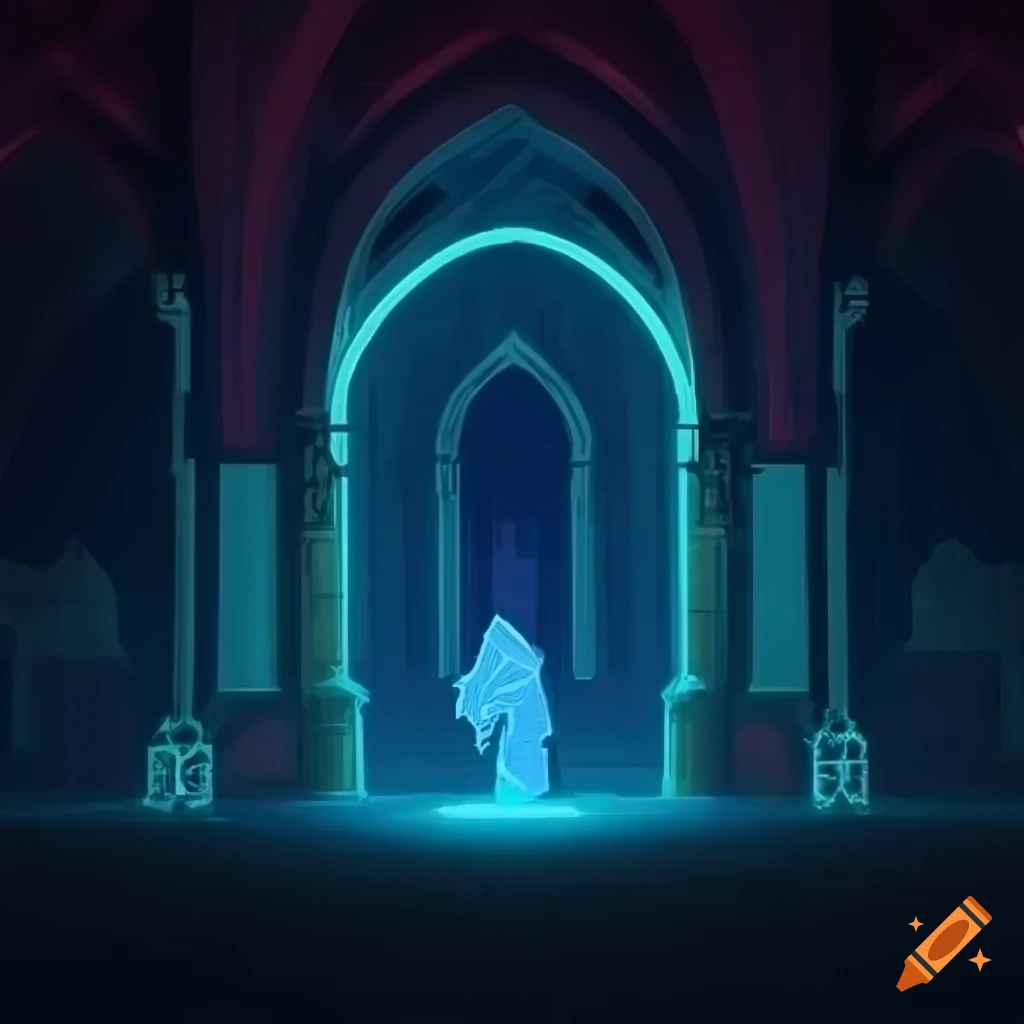 Neon medieval 2D hub background