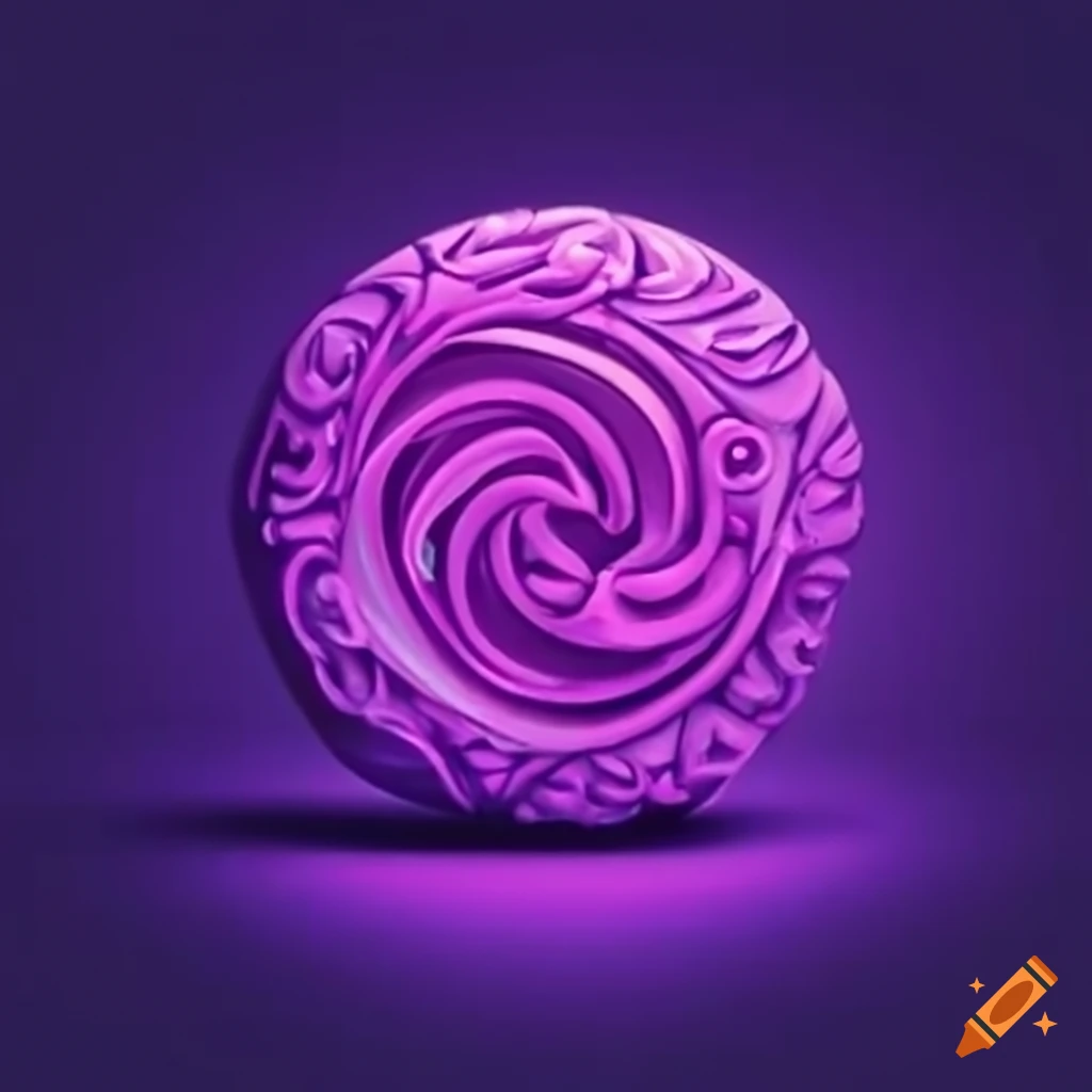 Round stone amulet with symbolic carvings for 3D printing