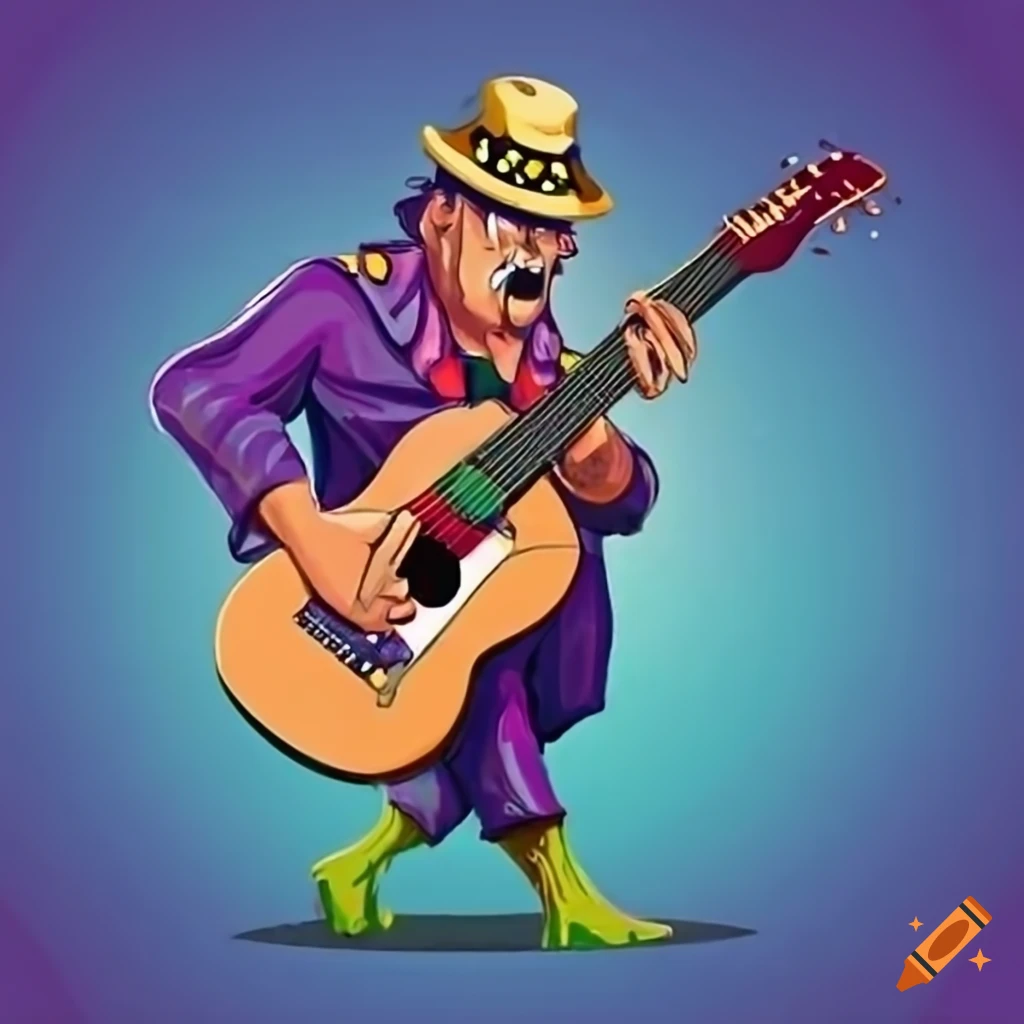 Friendly monster blues man playing guitar