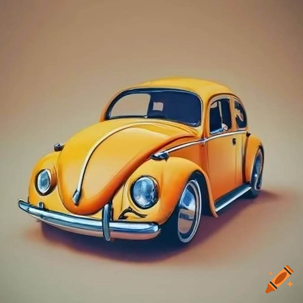 Yellow Beetle car with the license plate 'KID'