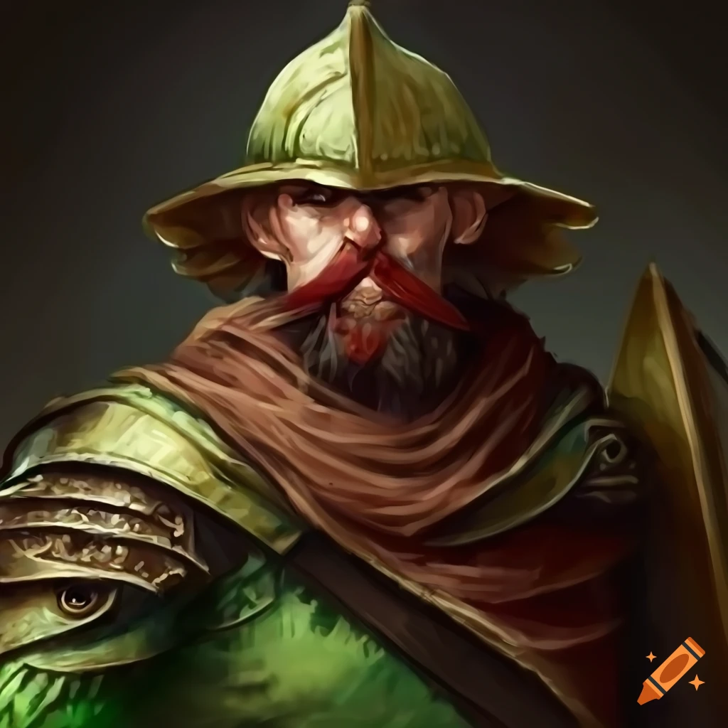 Male Marine Fighter with sword and shield in green armor