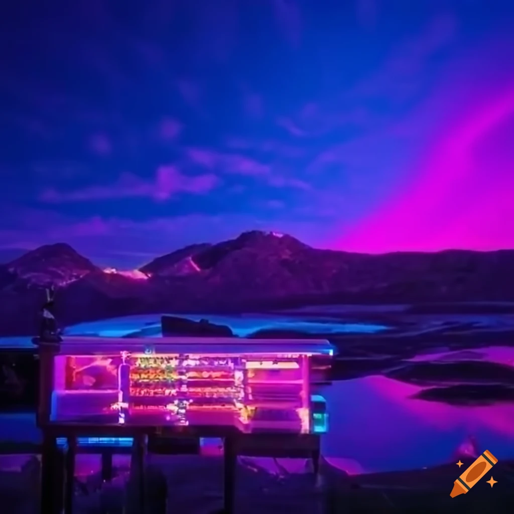 Vaporwave animal crossing lighting in raw photography
