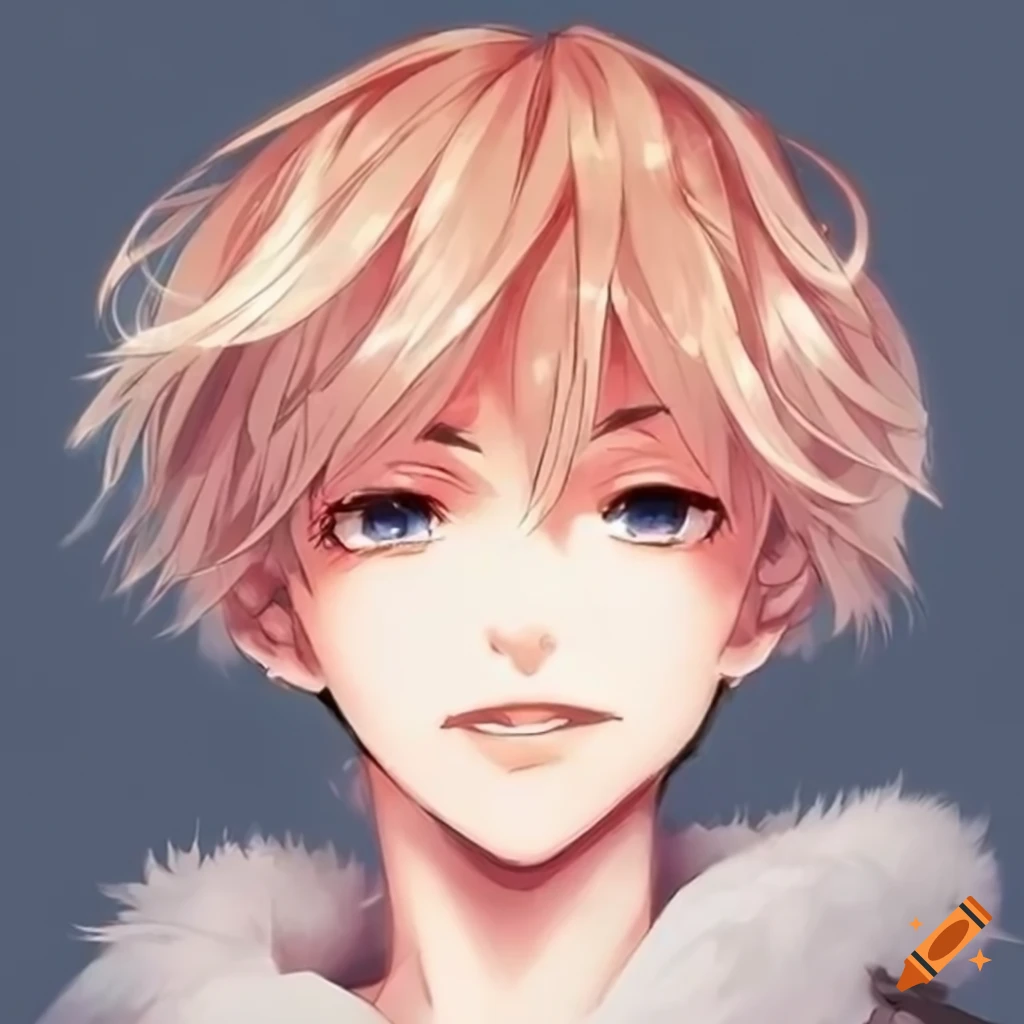 Cute anime boy with creamsicle hair