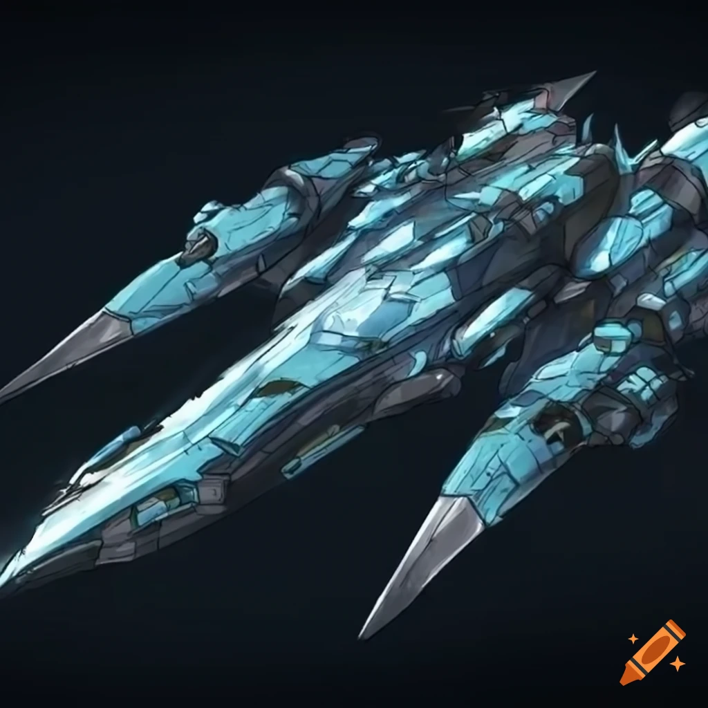 Anime-styled spaceship with imposing weaponry