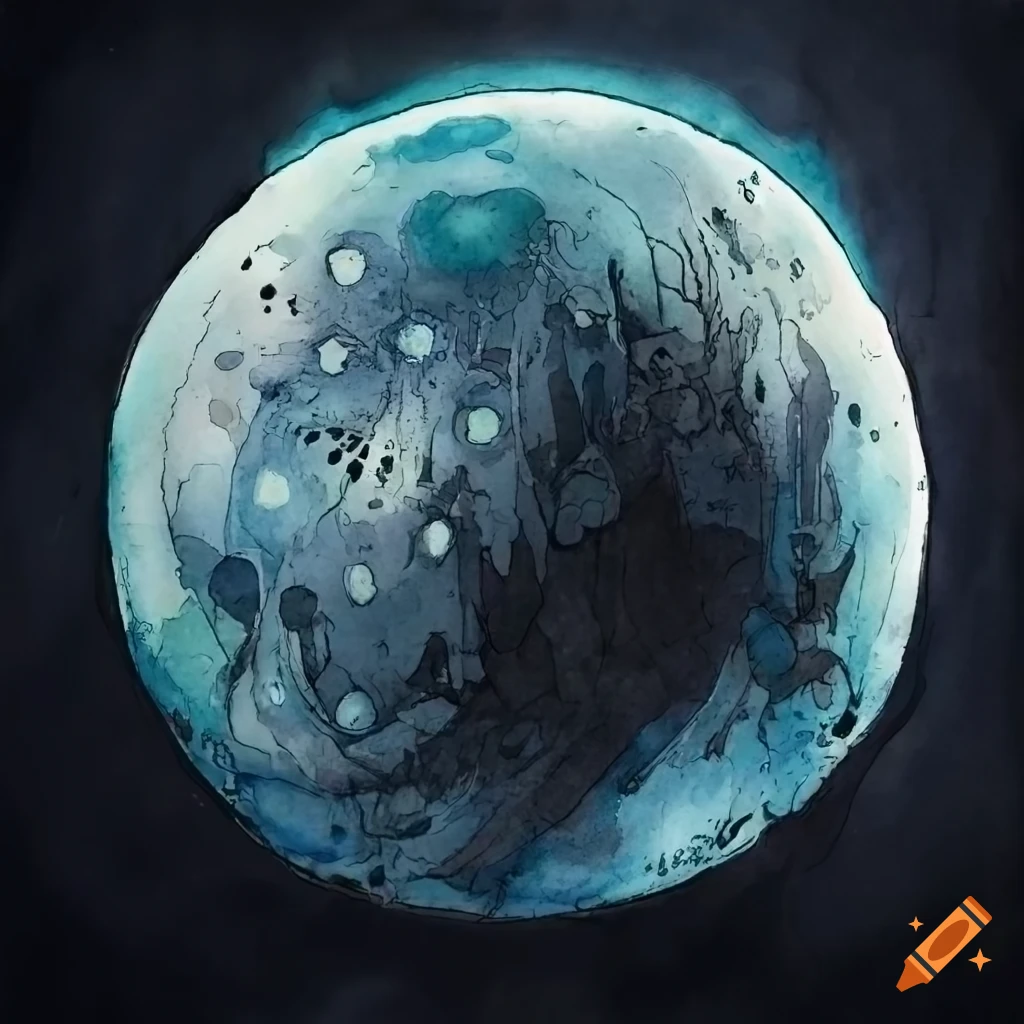 Highly detailed moon megastructure ball in biopunk style by Tsutomu Nihei