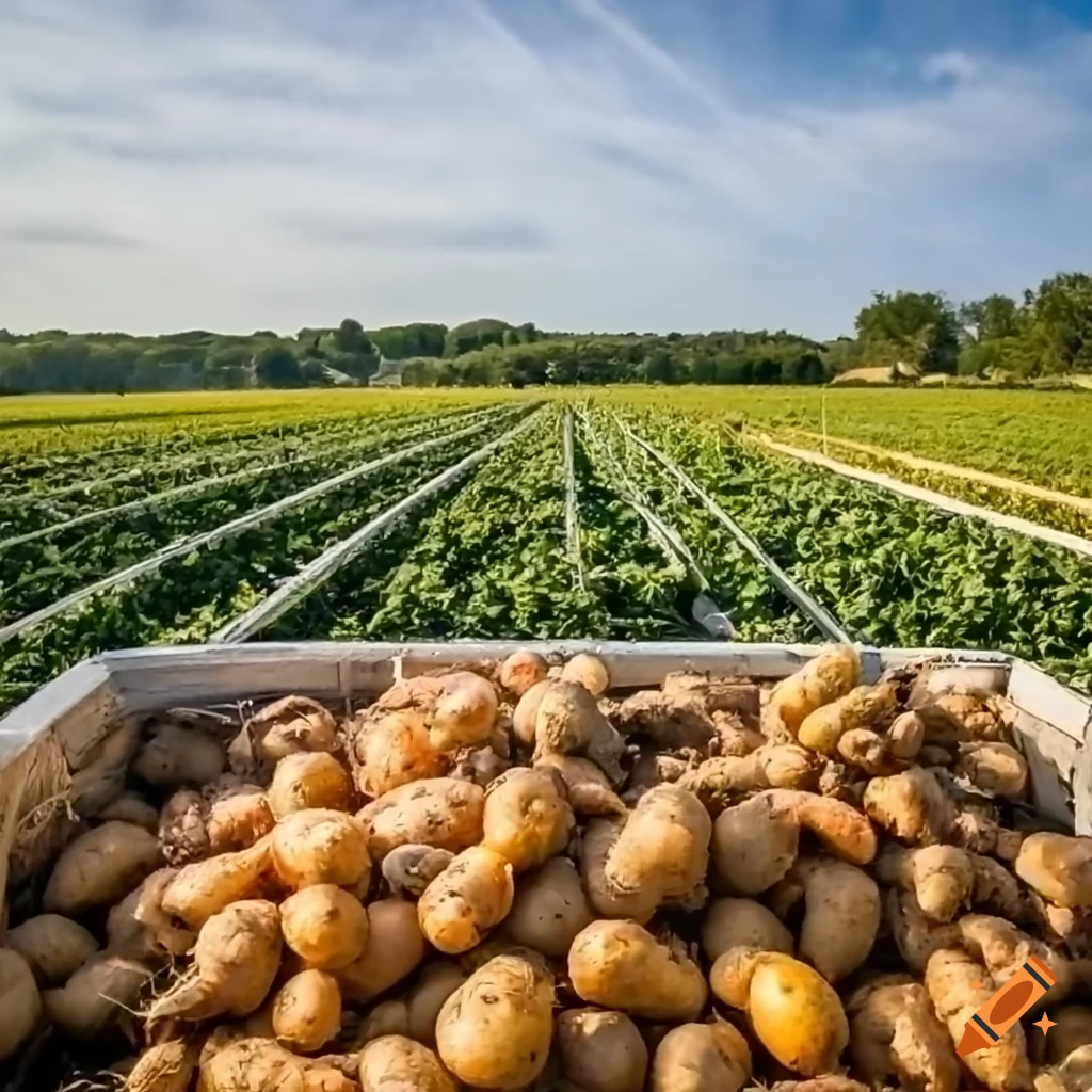 Harvesting potatoes, carrots, and tomatoes on a farm