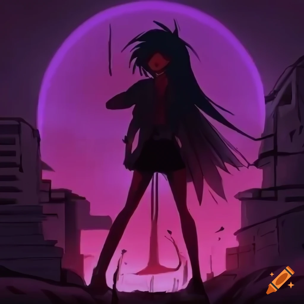 Dusk scenery in 80s anime style