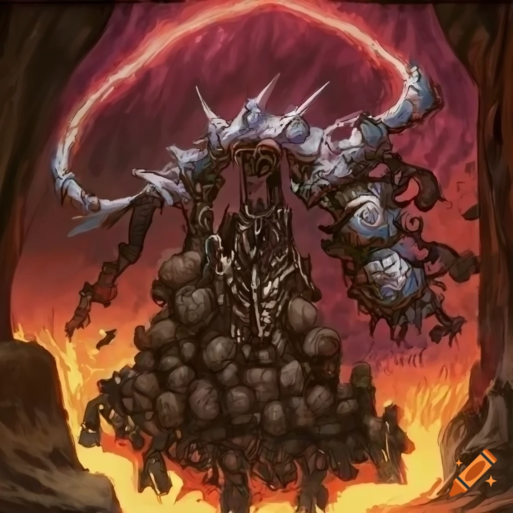 Crawling machine anomaly with thousands of legs in Magic the Gathering style art