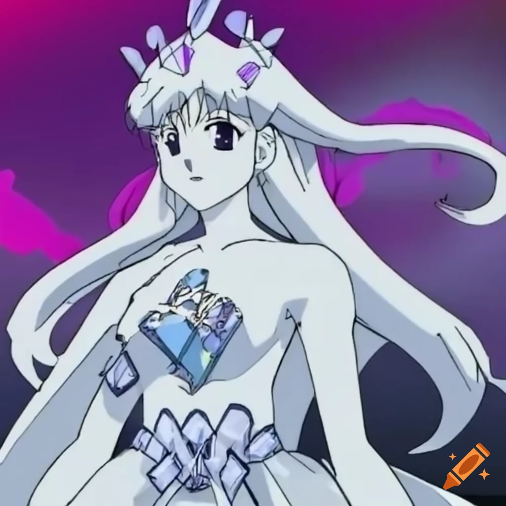 Shiny 3D white diamond in anime style from the 2000s