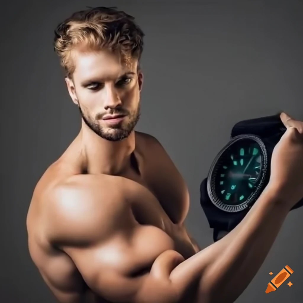 Blond muscular man with a watch