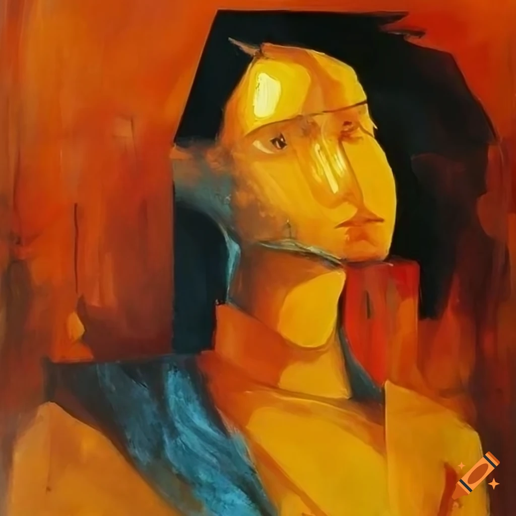 Painting by Ram Kumar featuring two figures