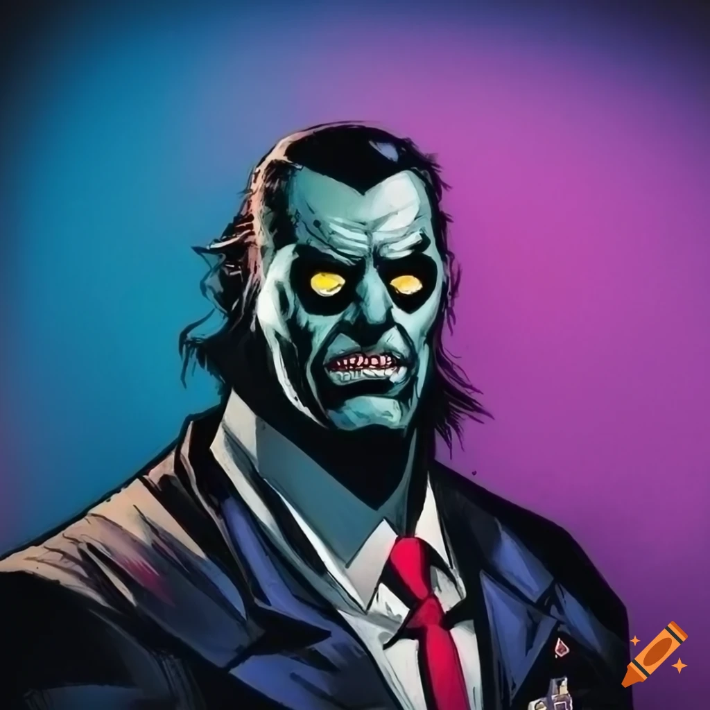 Comic style evil airport villain with vibrant colors