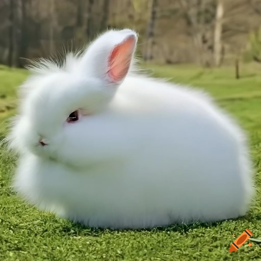 Fluffy white French Angora bunny