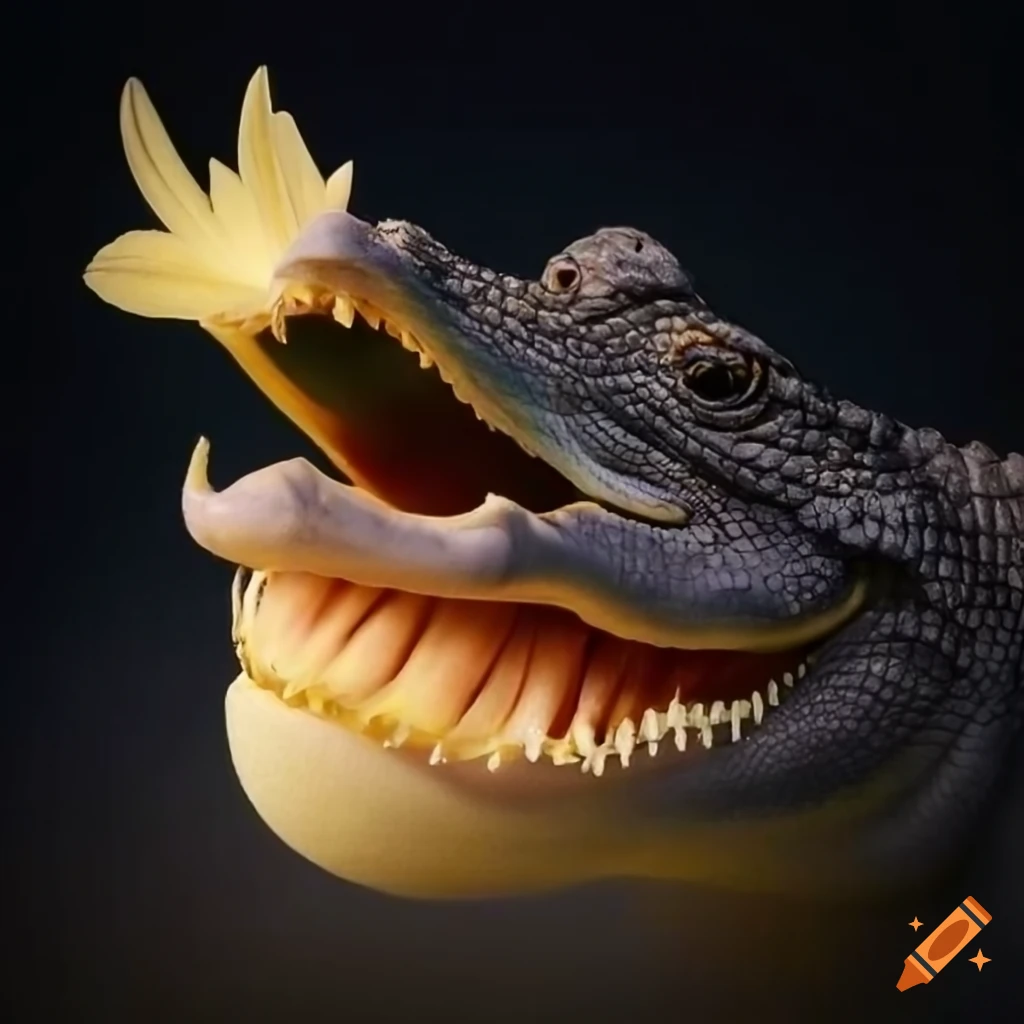 Hybrid of half flower and half alligator