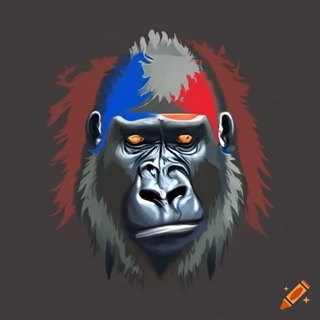 Gorilla with a French flag in the background