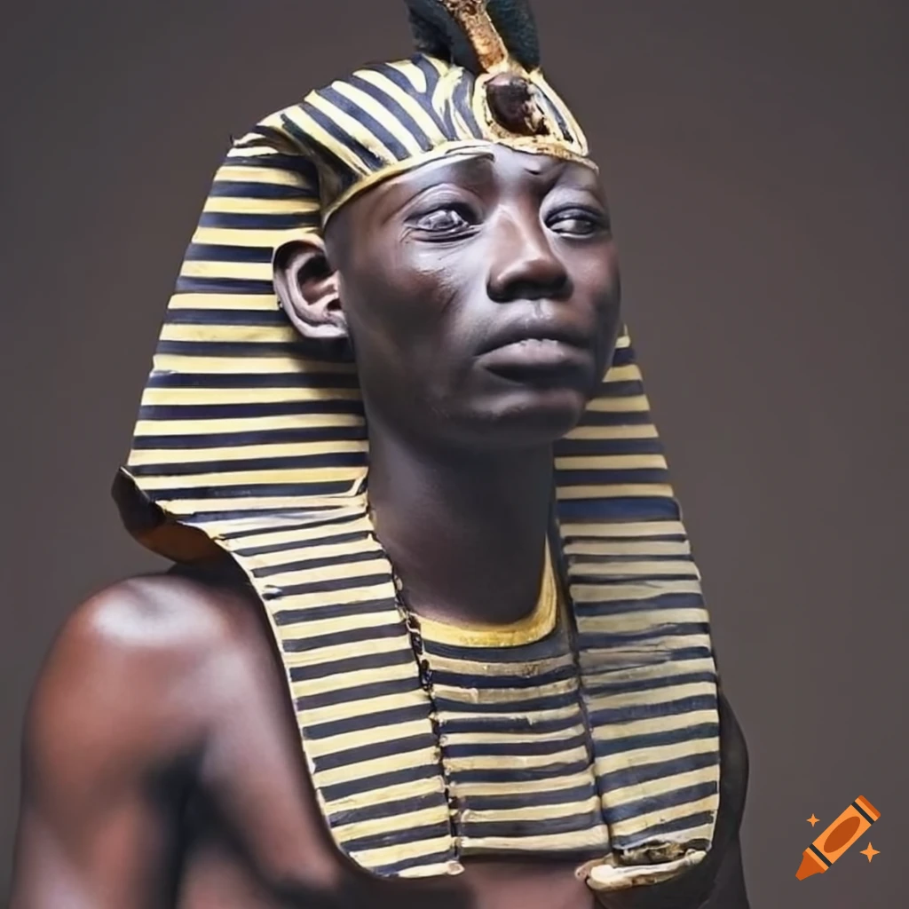 Nigerian Pharaoh sculpture with intricate dreadlock hair
