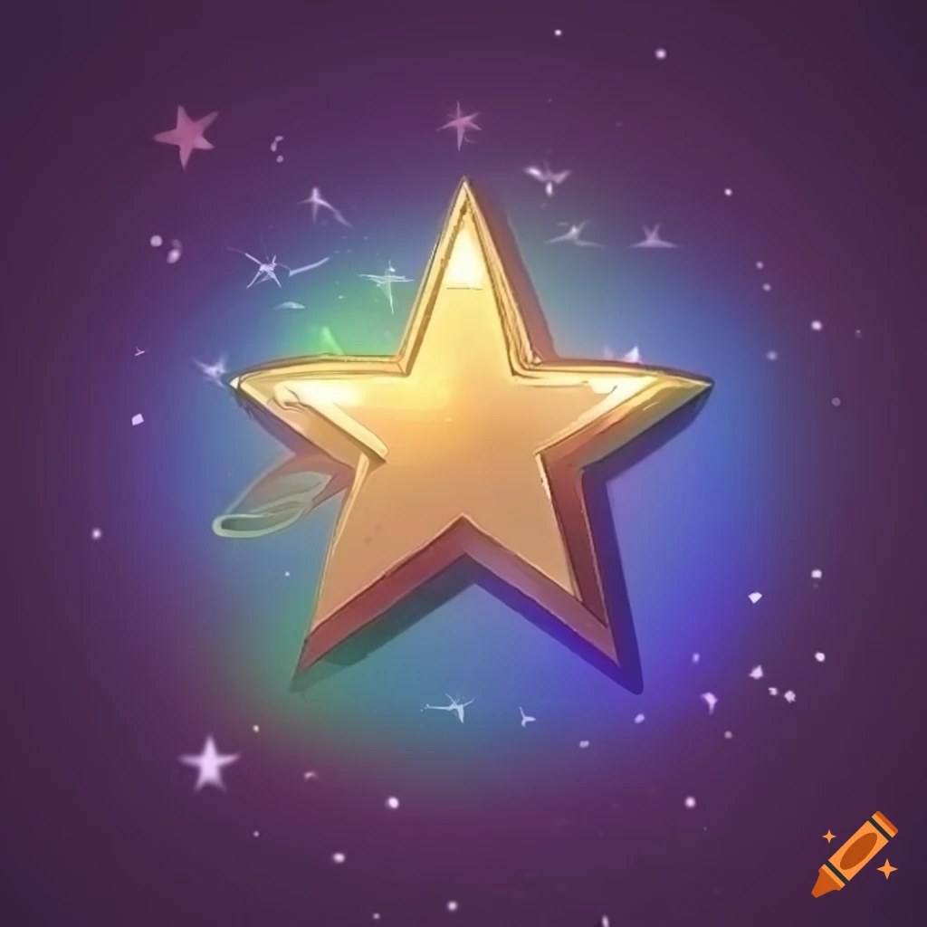 Gold star badge emitting radiant light with reflections