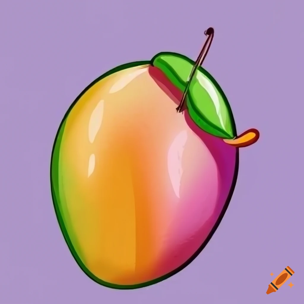 Kawaii mango clip art with arms and legs in 2D