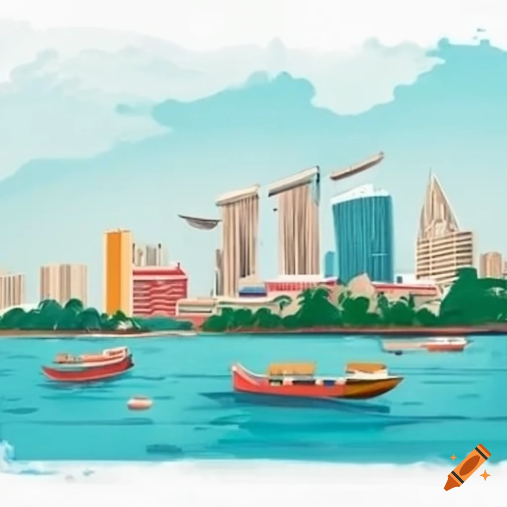 Singapore River with boats