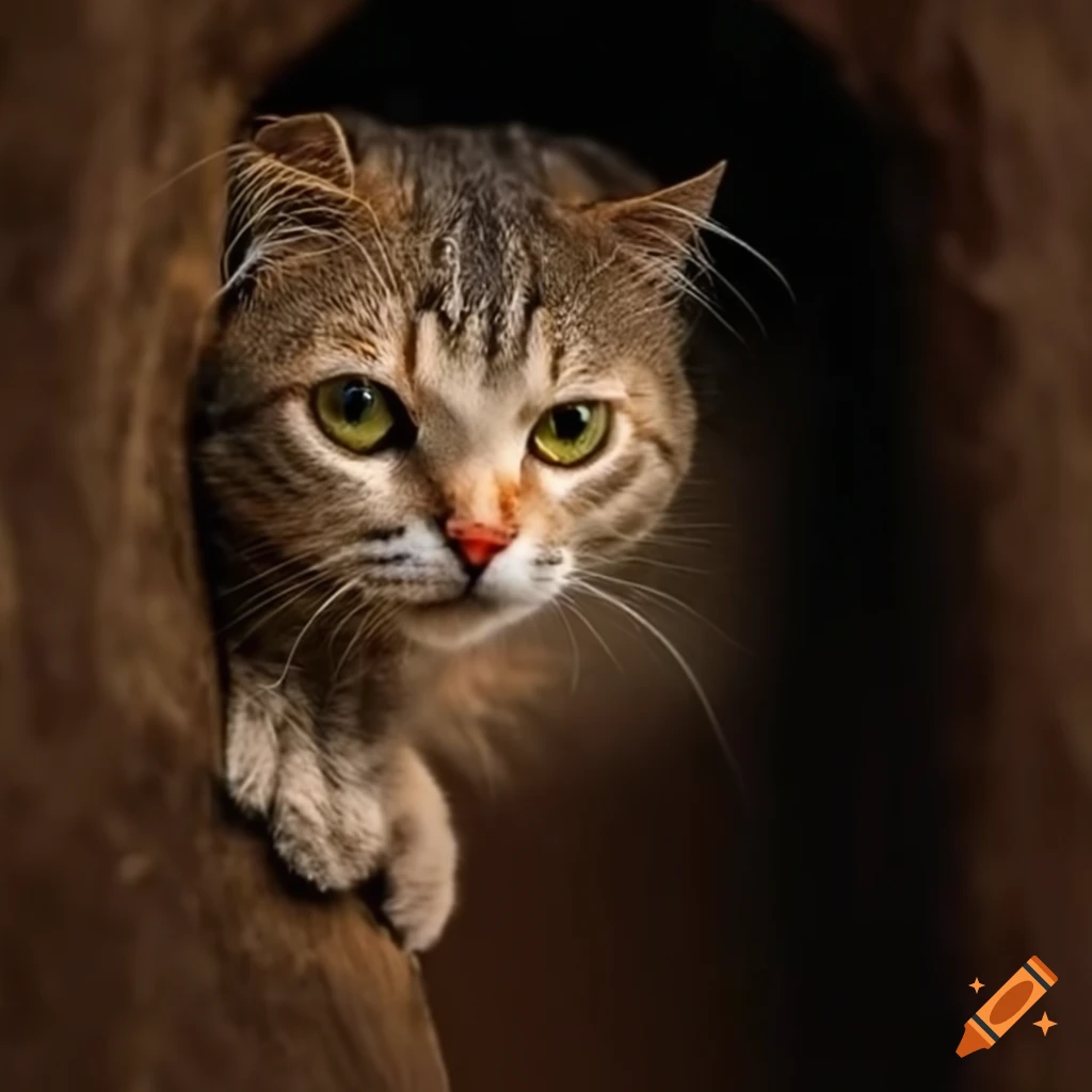 Cat next to a hole