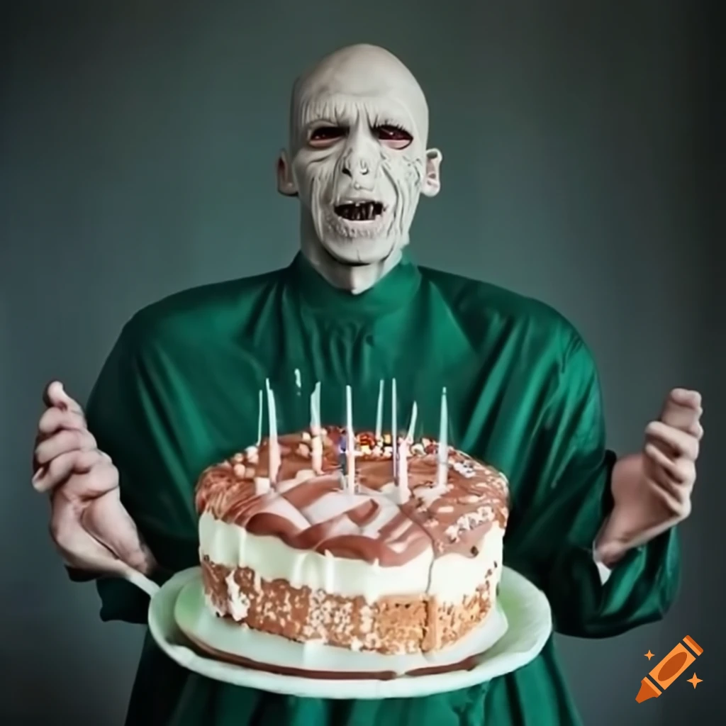 Voldemort with a birthday cake