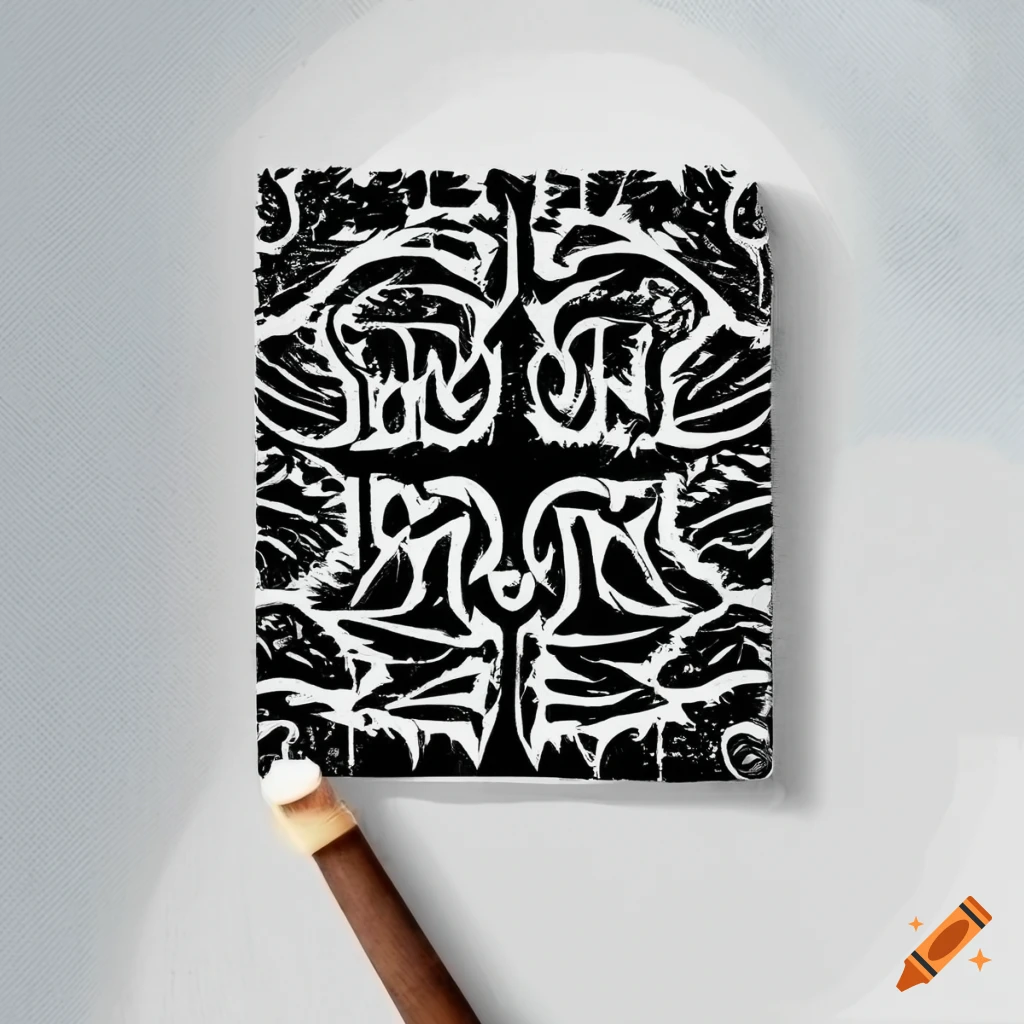 Filipino tribal inspired woodcut print style stamps in black and white