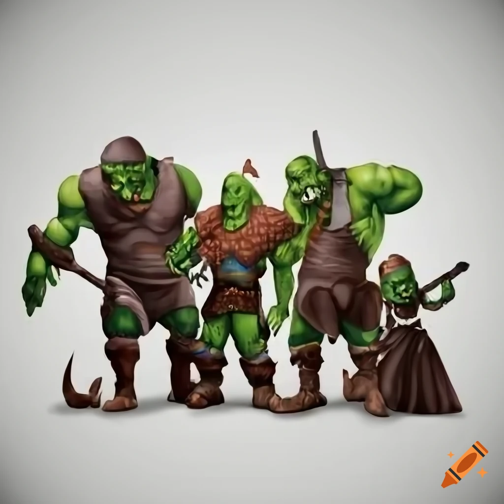 Group of orcs in front of a transparent background