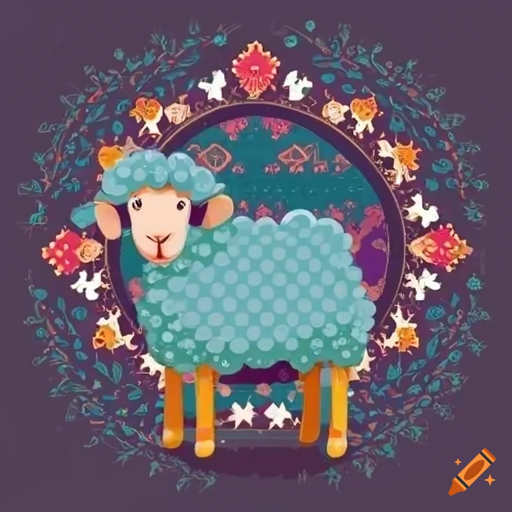 Traditional Eid al-Adha decorated sheep design