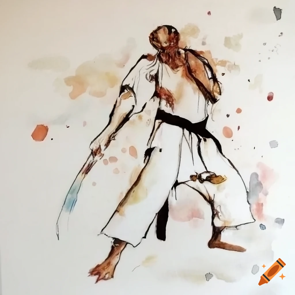 Kyokushin warrior depicted in Yoshitaka Amano style