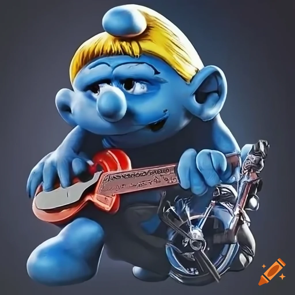 Biker Smurf character with a tough attitude