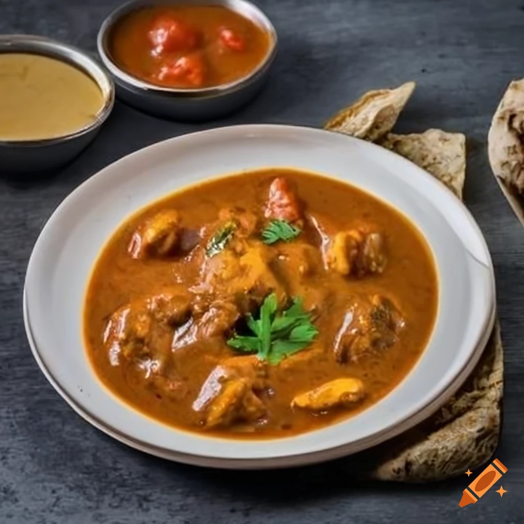 Butter Chicken Masala curry served on a white plate