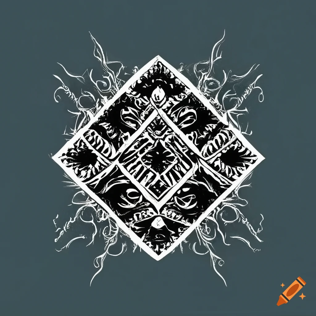 Traditional woodcut print with Filipino tribal water-inspired motifs in black and white