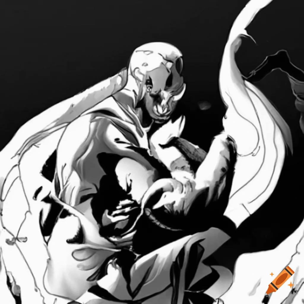 Quantum warrior executing a high-energy karate move with a menacing scorpion