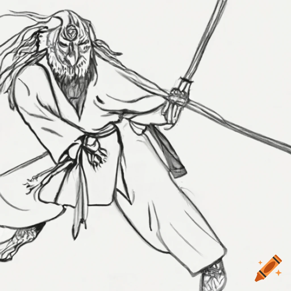 Kyokushin warrior depicted in Yoshitaka Amano style