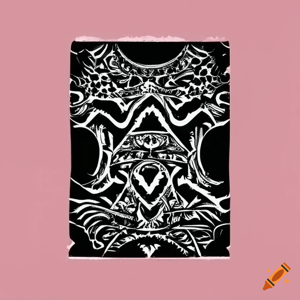 Filipino tribal inspired woodcut print style stamps in black and white