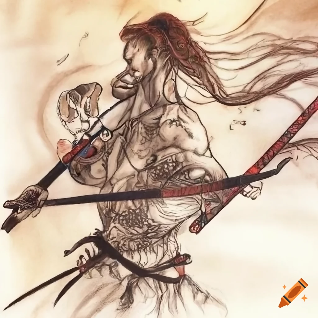 Kyokushin warrior depicted in Yoshitaka Amano style