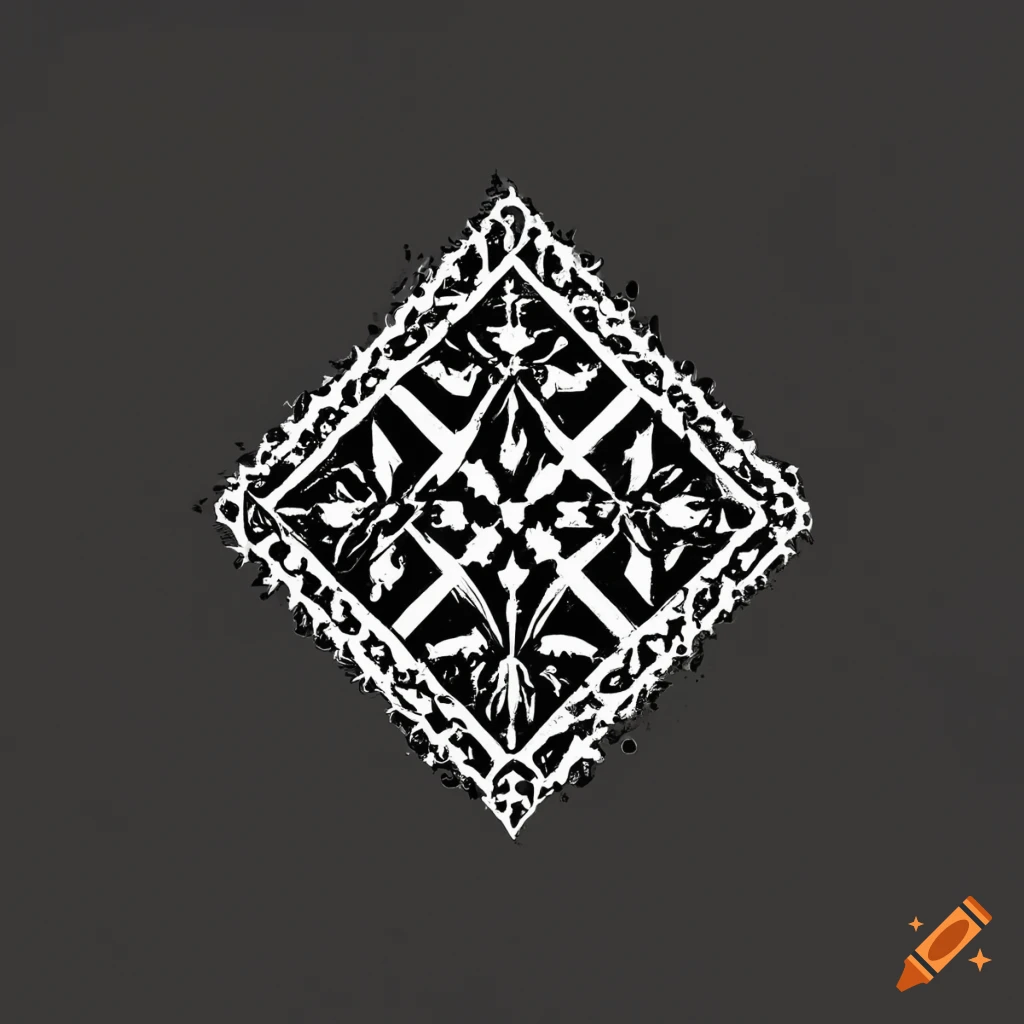 Black and white geometric postal stamp with Filipino tribal motifs