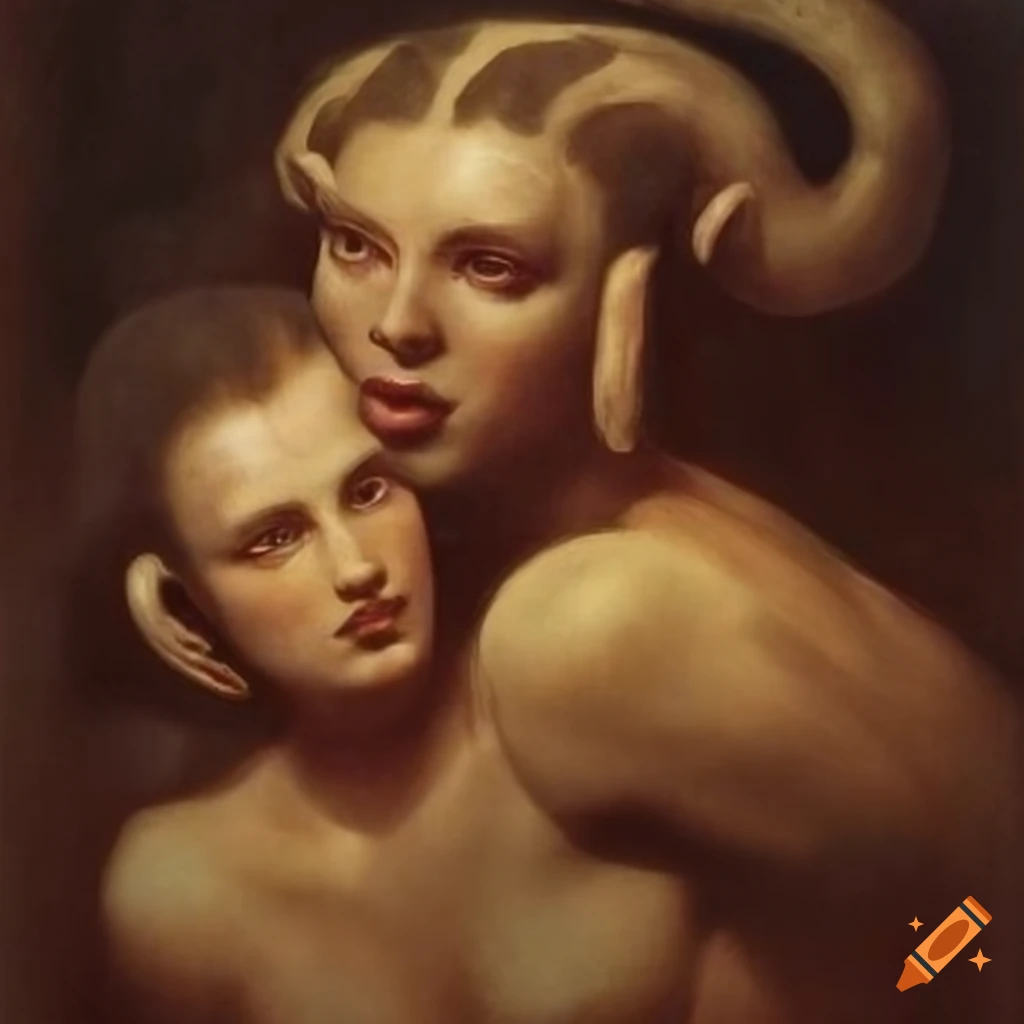 Franz von Stuck's Inferno featuring symmetrical beauty with fauns and minotaurs