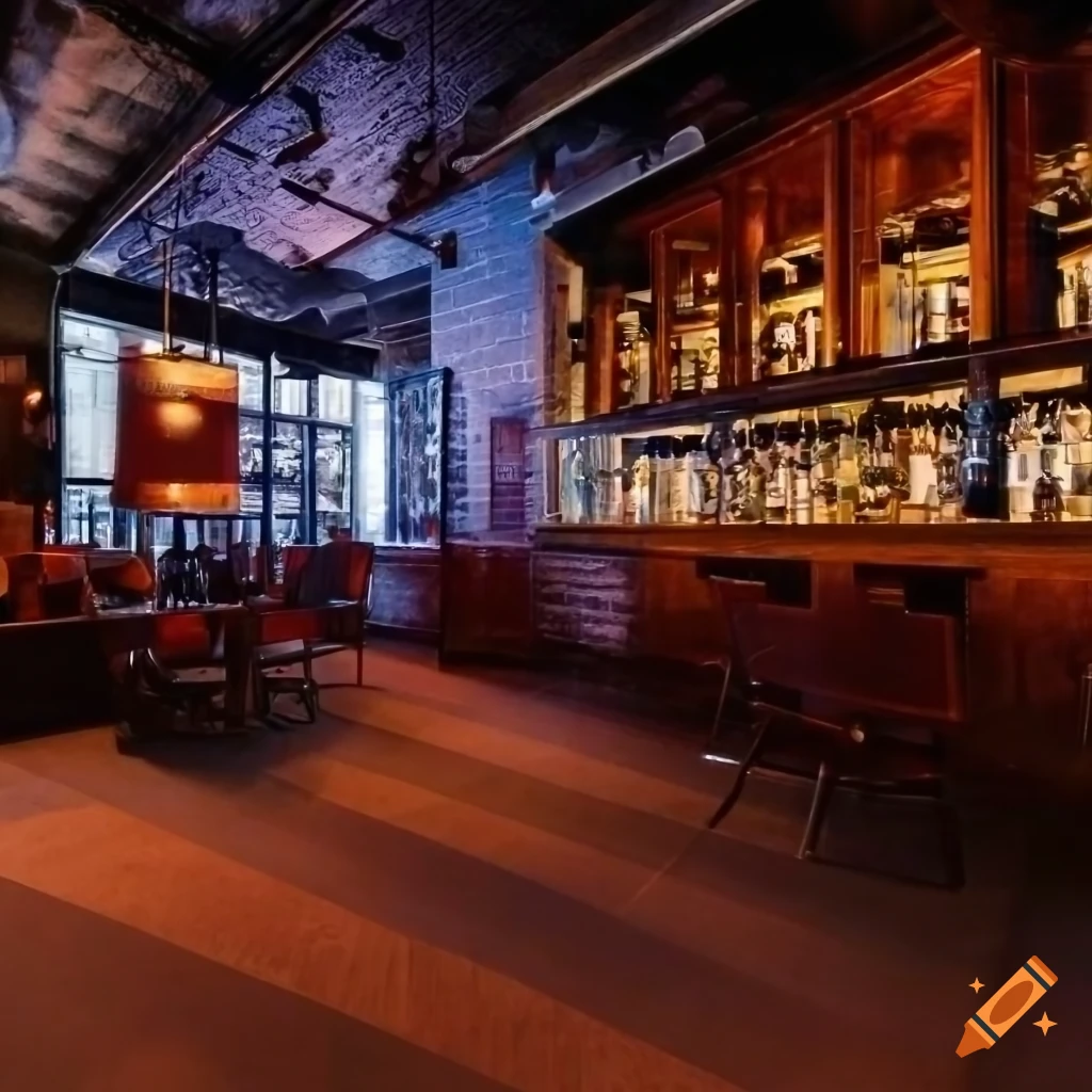 Modern bar with a tavern atmosphere and bartable carpet floor