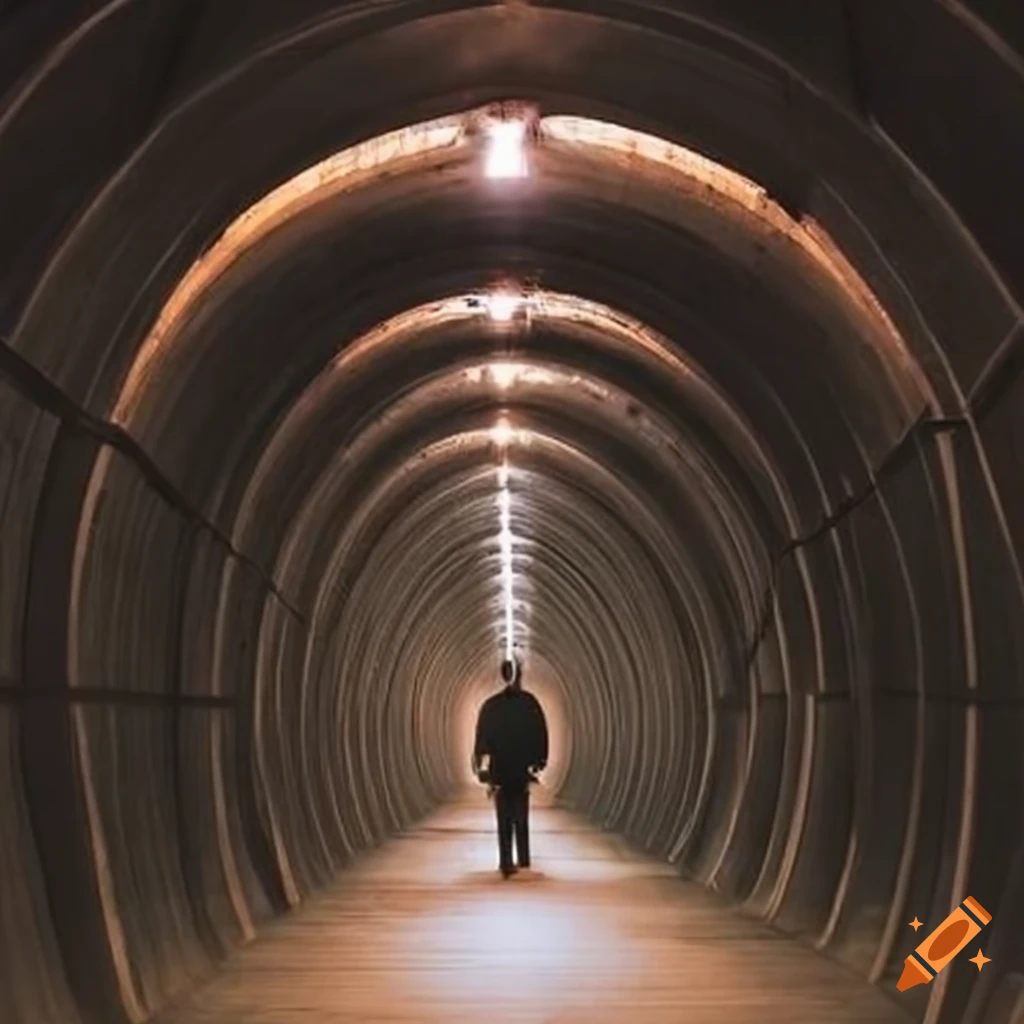 Person in a subway tunnel